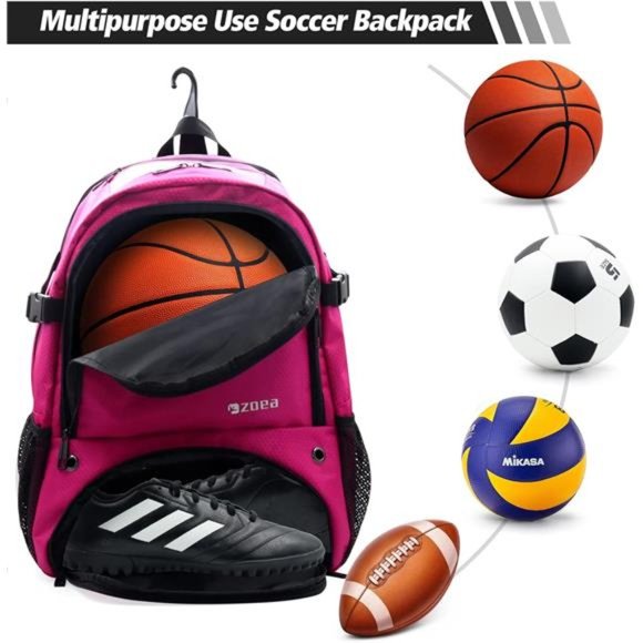 Large Basketball Bag - Backpack Includes Shoe & Ball & Laptop Compartment - Picture 7 of 8